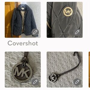 Michael Kors pull quilted puffer jacket SzM+MK🩶keychain 9x1.5”🛞